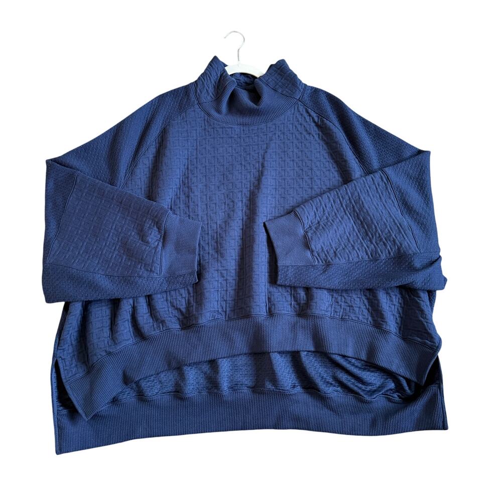 Women Yoga Nike Therma-Fit Mock Neck Long Sleeve Pullover Sweater Navy Blue XXL